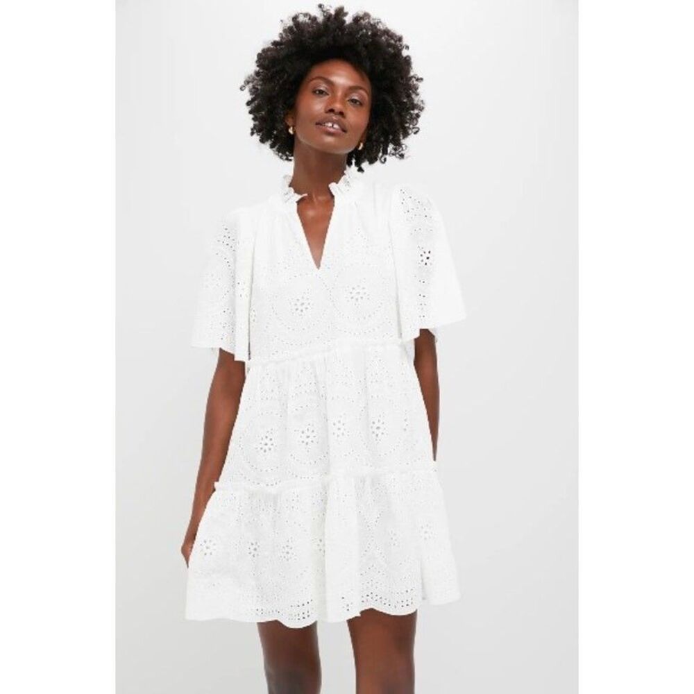 Tuckernuck Eyelet Crawford Dress in White XSmall Womens Mini Cotton